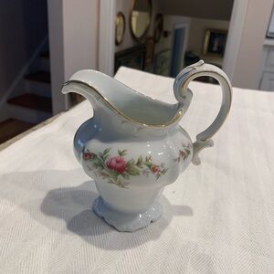 Vintage Johann Haviland Moss Rose Pattern Porcelain Creamer with Gold Trim